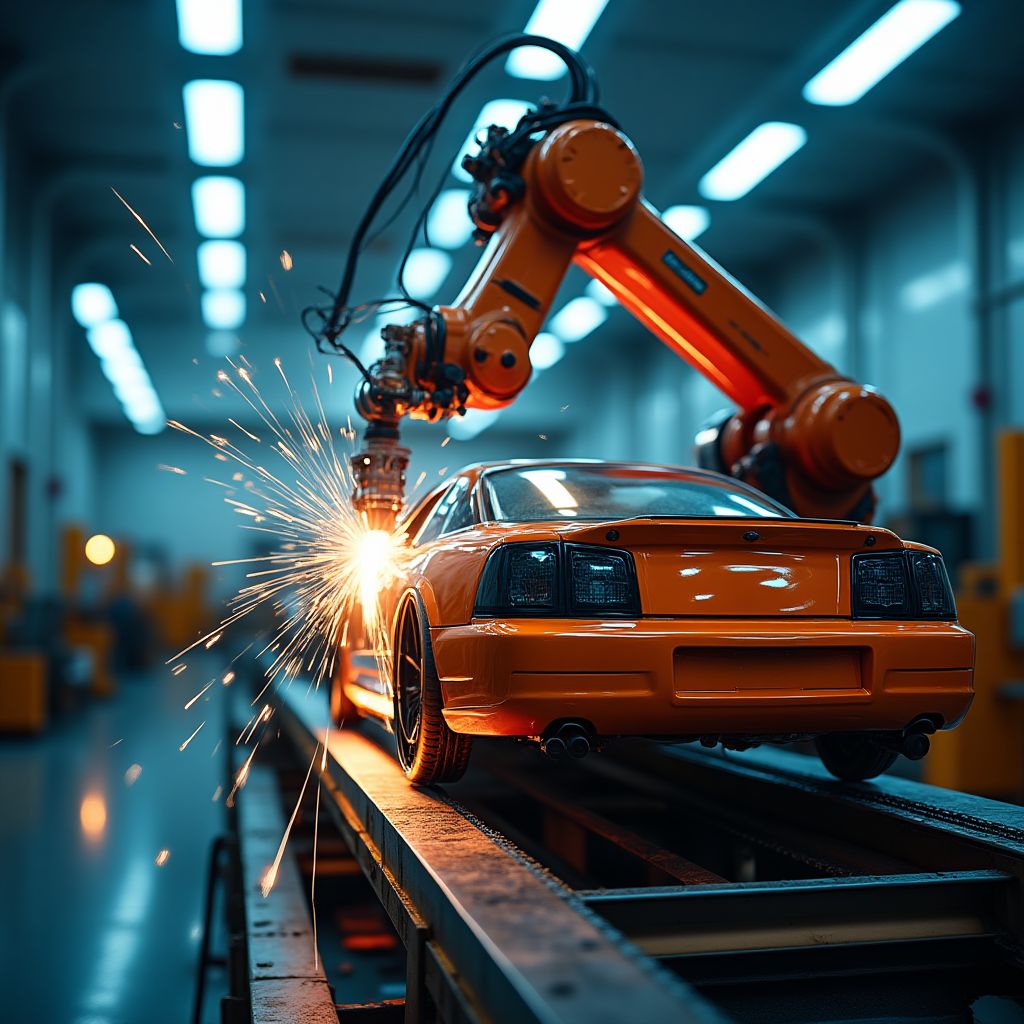 Robot industrial en planta automotriz